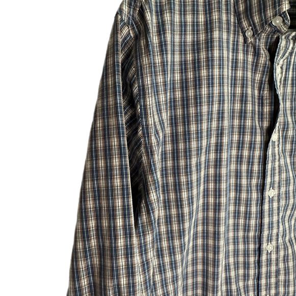 Croft & Barrow Blue and Orange Plaid Button Down Shirt, Medium, Pre-owned - Picture 3 of 8